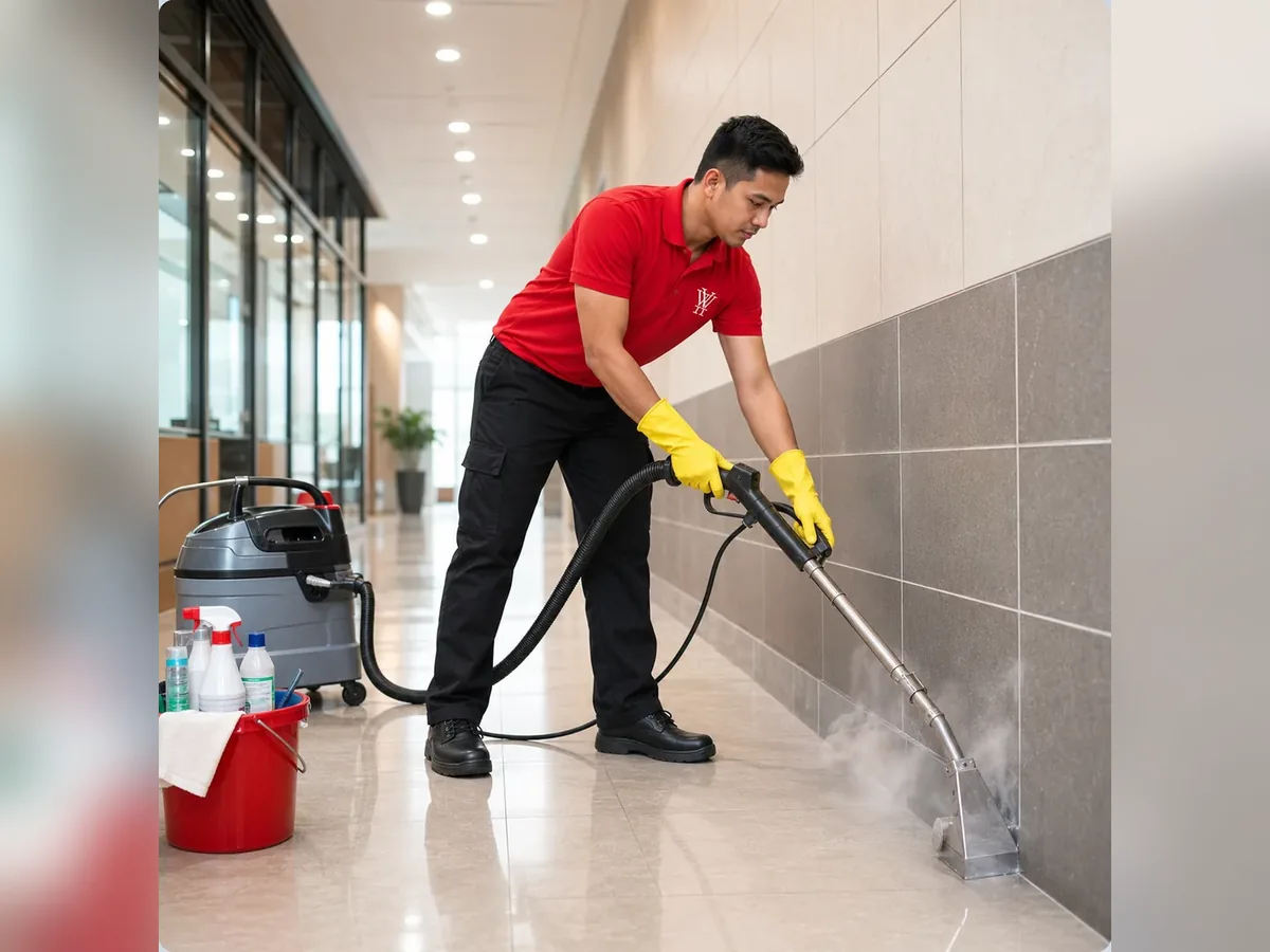 Cleaner using a high-pressure steam machine for deep cleaning in Ipoh