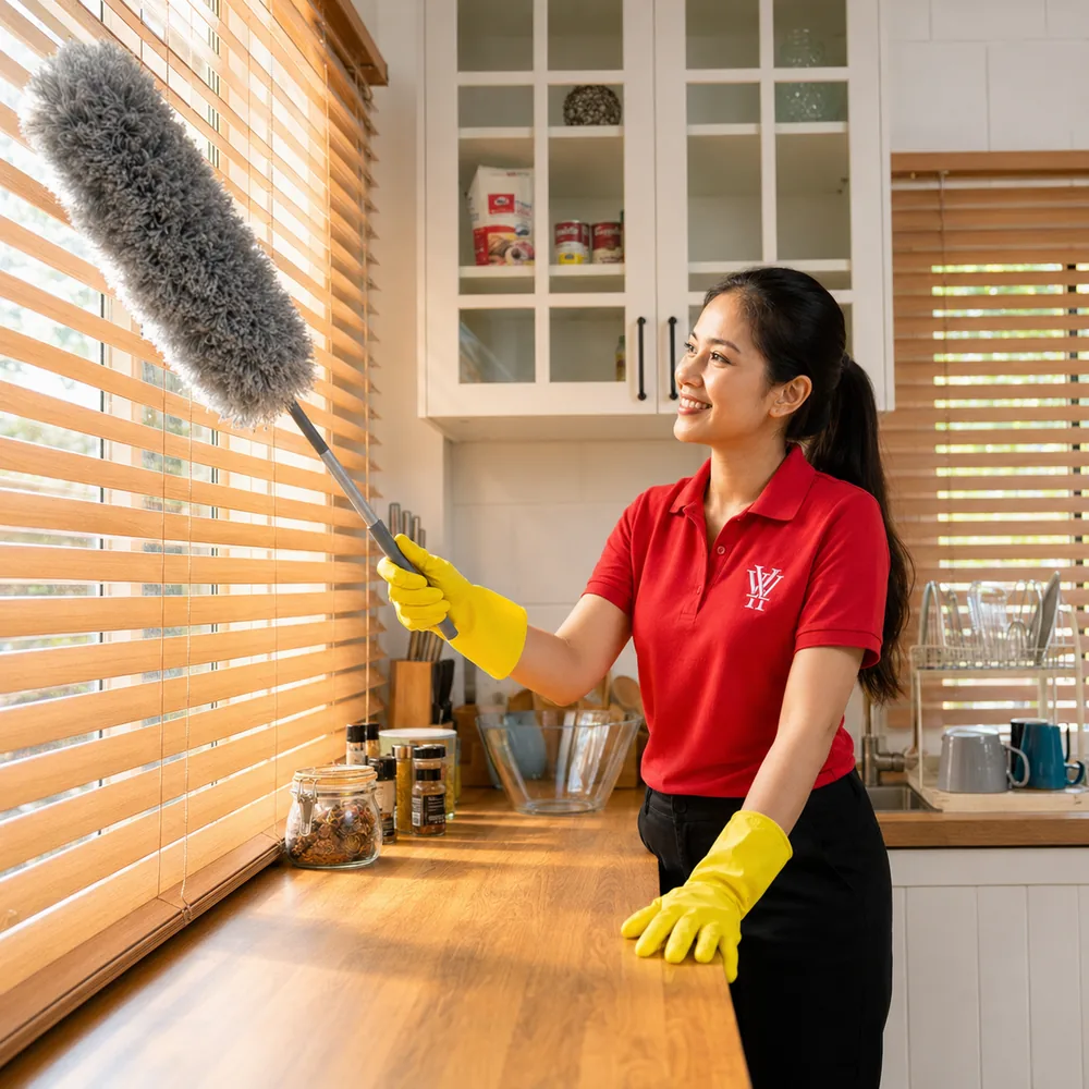 Cleaning spray bottle and microfibre cloth prepared for a deep clean